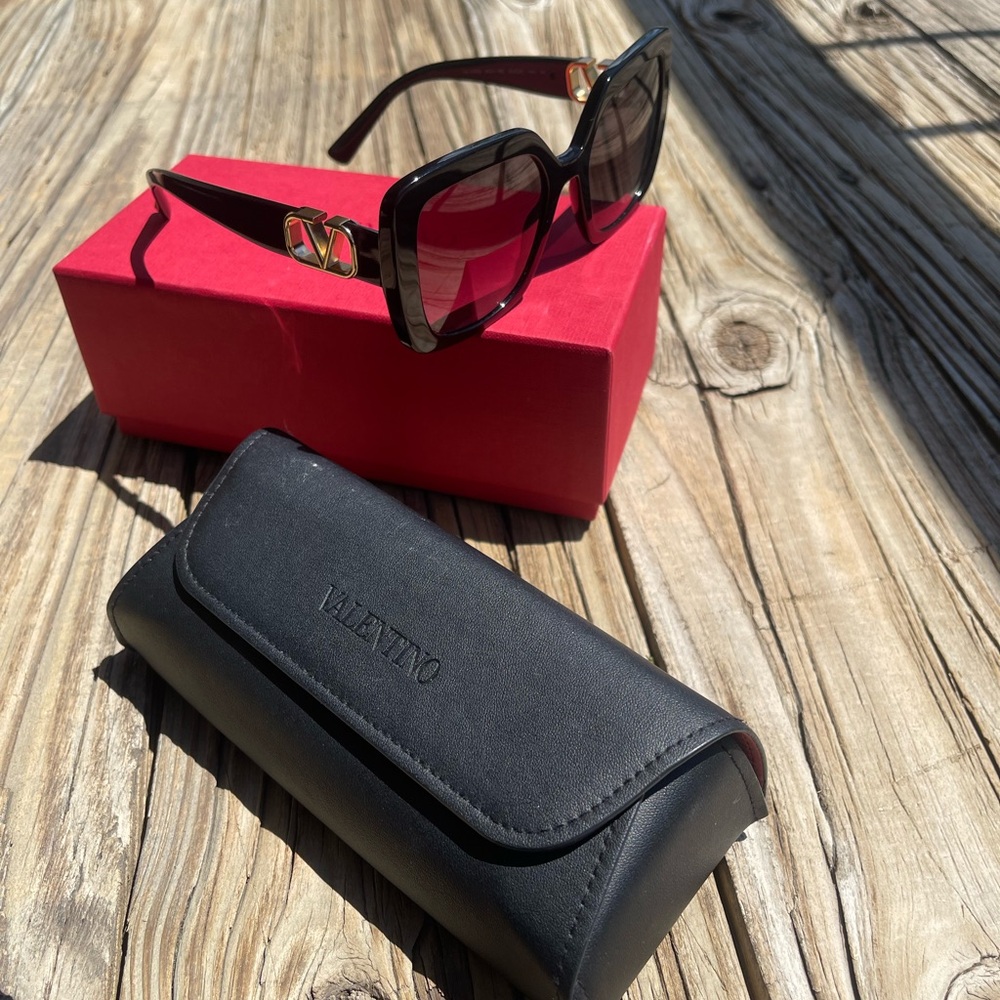 Valentino Black Sunglasses with Gold Details